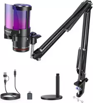 Zealsound USB mikrofonas su RGB apšvietimu, 192 kHz dažniu, vienakryptis, KM8S-EU