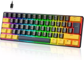 UrChoiceLtd mechaninė žaidimų klaviatūra 60%, 61 mygtukas, UK išdėstymas, RGB, Hot-swap, raudoni jungikliai MK21