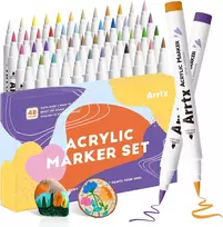 Bez Marki Arrtx akriliniai žymekliai su teptuko tipo antgaliais, 48 vnt., 1–6 mm, atsparūs vandeniui, AACM-0548E