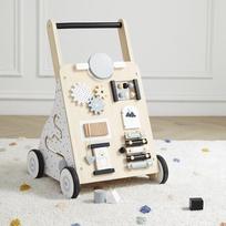 Asweets Multi-Functional Wooden Baby Walker & Educational Toy with Shape Blocks white