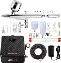 Nasedal dvigubo veikimo aerografo rinkinys su 40 PSI kompresoriumi NT-99B-5Kit