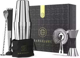 BarDeluxe barmeno rinkinys su Boston plaktuvu, 750 ml, nerūdijantis plienas, BOSTON-SILVER1
