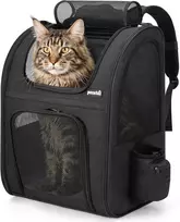 pecute L dydžio gyvūnų transportavimo kuprinė katėms ir šunims, 44 × 34 × 27 cm, juoda