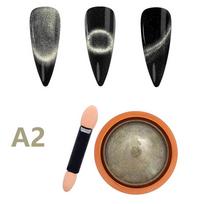 3D Chrome Cat Magnet Nail Glitter Powder Chameleon Shiny Nail Pigment Gel Nail Polish Supplies Magic Cat'S Eye Magnetic Powder as the picture black