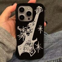 Korean Trend Guitar Soft Phone Case For IPhone 17 16 11 12 Pro 13 14 15 Pro Max Case 14 Plus 17Air Shockproof Soft Back Cover iphone 16 ProMax black