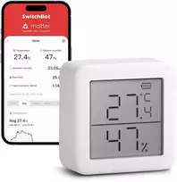 SwitchBot išmanusis vidaus termometras-higrometras su Bluetooth ir duomenų saugojimu MeterTH S1
