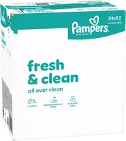 Pampers Fresh Clean Plastic Free Servetėlės Kūdikiams, 24 Pakuotė, 1248 Servetėlės
