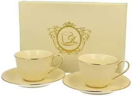 DUO Porcelianiniai espresso puodeliai su lėkštutėmis 120ml 2vnt, Vesper