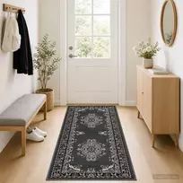 Bėgimo kilimėlis FLORNES Austas Pilkas raštas 67 x 150 cm PP