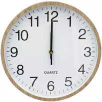 Apvalus sieninis laikrodis su medžio imitacija, 30 cm
