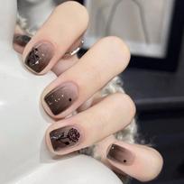 24Pcs Cat Eye Short Square Press On Nails With Glue Shiny Red Jewel Minimalist Fake Nails