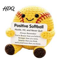 Personalized Sports Keepsake for Softball Fans Knitted Positive Ball Plush Emotional Support Doll D