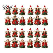 Christmas Window Display Props 6/10/12/24/36PCS 2D Flat Wooden Angel Ornaments, Hanging Decorations for Xmas Reusable Wood Holiday Tree, Wall, Window, 24PCS red