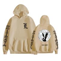 Death Note Anime Print Casual Hoodie for Couples XS black