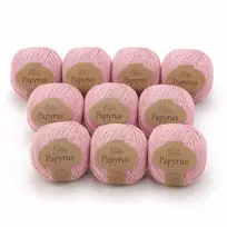 Fibra Natura Papyrus siūlai, 10vnt po 50g, rožiniai siūlai mezgimui