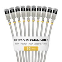StarTech.com plonas Cat6a U/FTP tinklo kabelis RJ45, 0,3 m, pilkas, 10 vnt. rinkinys