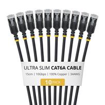 StarTech.com Slim Cat6a U/FTP tinklo kabelis RJ45, 0,15 m, juodas, 10 vnt. paketas