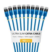 StarTech.com plonas Cat6a U/FTP tinklo kabelis RJ45, 0,15 m, mėlynas, 10 vnt. pakuotė