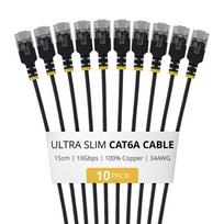 StarTech.com plonas Cat6a U/UTP tinklo kabelis RJ45, 0,15 m, juodas, 10 vienetų rinkinys