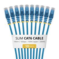 StarTech.com N6PAT100CMBLS10PK plonas Cat6 komutacinis kabelis, RJ45, 1 m, mėlynas, 10 vnt. rinkinys