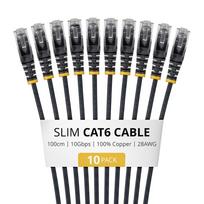 StarTech.com plonas Cat6 U/UTP tinklo kabelis RJ45, 1 m, juodas, 10 vnt. rinkinys
