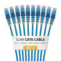StarTech.com Slim Cat6 U/UTP tinklo kabelis RJ45, 0,25 m, mėlynas, LSZH, 10 vnt.