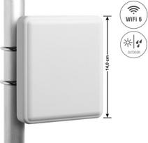 Delock WiFi 6 antena su N lizdu, 9–12 dBi, kryptinė, tvirtinama ant sienos ar stiebo, skirta lauko darbui, balta