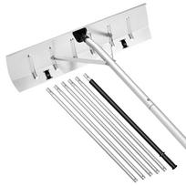 Stogo grėblys sniegui ir lapams, 66 cm aliuminis peilis, reguliuojamas 2,3–6 m, su ratukais