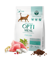 Optimeal™ Visavertis sausas maistas sterilizuotoms katėms ir kastruotiems katinams – kalakutas ir avižos 200g. - 10kg. 1.5 kg