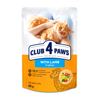 CLUB 4 PAWS PREMIUM "SU ĖRIENA PADAŽE". VISAVERTIS KONSERVUOTAS ĖDALAS SUAUGUSIOMS KATĖMS 85g.