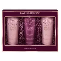„Baylis & Harding“ „Wild Cherry & Vanilla“ rankų priežiūros rinkinys – dovanų rinkinys su rankų kremais (3 vnt.)