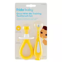 FRIDA_SET_„Frida Baby Grow-With-Me Training Toothbrush“ mokomųjų dantų šepetėlių rinkinys, 2 vnt.