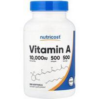 Nutricost, Vitaminas A, 10 000 TV, 500 minkštųjų gelių