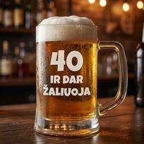 Alaus bokalas su graviravimu „40 ir dar žaliuoja“ – šmaikšti dovana draugui