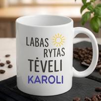 Rinkinys  - puodelis ir šaukštelis „Labas rytas, tėveli" su vardu
