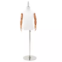 Reguliuojamas 120-150 cm manekenas su baze Uniseksas PP Balta