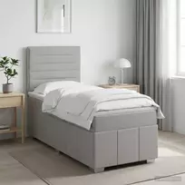 Spyruoklinė lova su čiužiniu Šviesiai pilka 90 x 200 cm Audinys