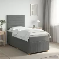 Spyruoklinė lova su čiužiniu Tamsiai pilka 90 x 200 cm Audinys