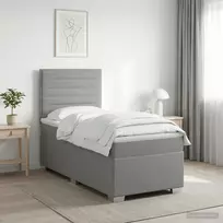 Spyruoklinė lova su čiužiniu Šviesiai pilka 90 x 200 cm Audinys