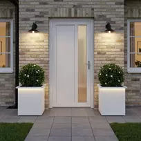 Sodo vazonas su LED 2 vnt. Balta 40 x 40 x 40 cm Plienas