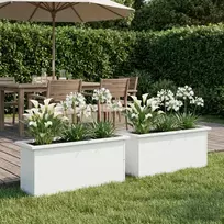 Sodo vazonas su LED 2 vnt. Balta 30 x 100 x 30 cm Plienas