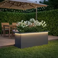 Sodo vazonas su LED Antracitas 30 x 80 x 30 cm Plienas