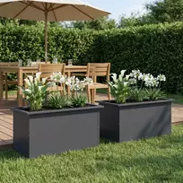 Sodo vazonas su LED 2 vnt. Antracitas 40 x 80 x 40 cm Plienas