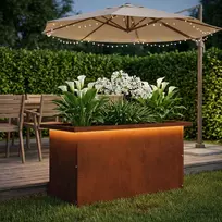 Sodo vazonas su LED Rūdijanti 30 x 60 x 30 cm