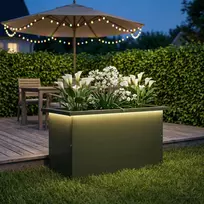 Sodo vazonas su LED Alyvuogių žalia 30 x 60 x 30 cm Plienas