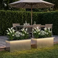 Sodo vazonas su LED 2 vnt. Sidabrinė 30 x 60 x 30 cm