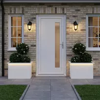 Sodo vazonas su LED 2 vnt. Balta 40 x 60 x 40 cm Plienas