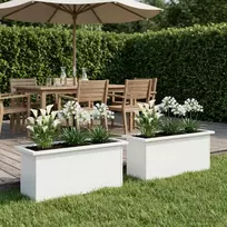 Sodo vazonas su LED 2 vnt. Balta 30 x 80 x 30 cm Plienas