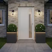 Sodo vazonas su LED 2 vnt. Juoda 40 x 40 x 40 cm Plienas