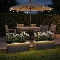 Sodo vazonas su LED 2 vnt. Antracitas 30 x 60 x 30 cm Plienas